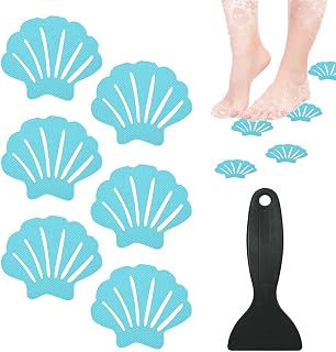 Non Slip Bathtub Stickers, 24 PCS Shell Anti Slip Shower Stickers with Premium Scraper, Adhesive Bath Tub Slip Stickers Decals for Bath Tub Shower Stairs (Shell - Blue)