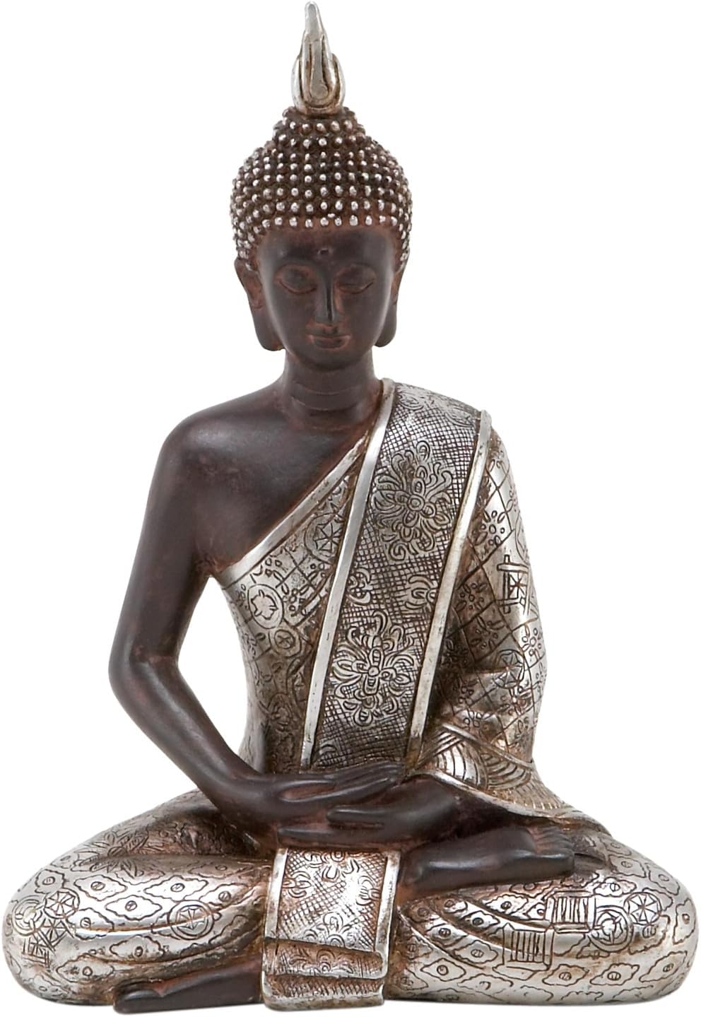 Deco 79 Polystone Buddha Decorative Sculpture Meditating Home Decor Statue with Engraved Carvings and Relief Detailing, Accent Figurine 6" x 4" x 8", Black
