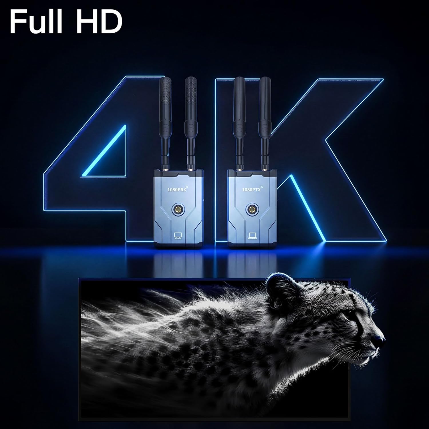 Wireless HDMI Transmitter and Receiver, Wireless HDMI Extender with Loop Out, 500m(1640ft) 5.8GHz 1080P for Streaming from DSLR,Laptop,Netflix,YouTube to TV/Projector