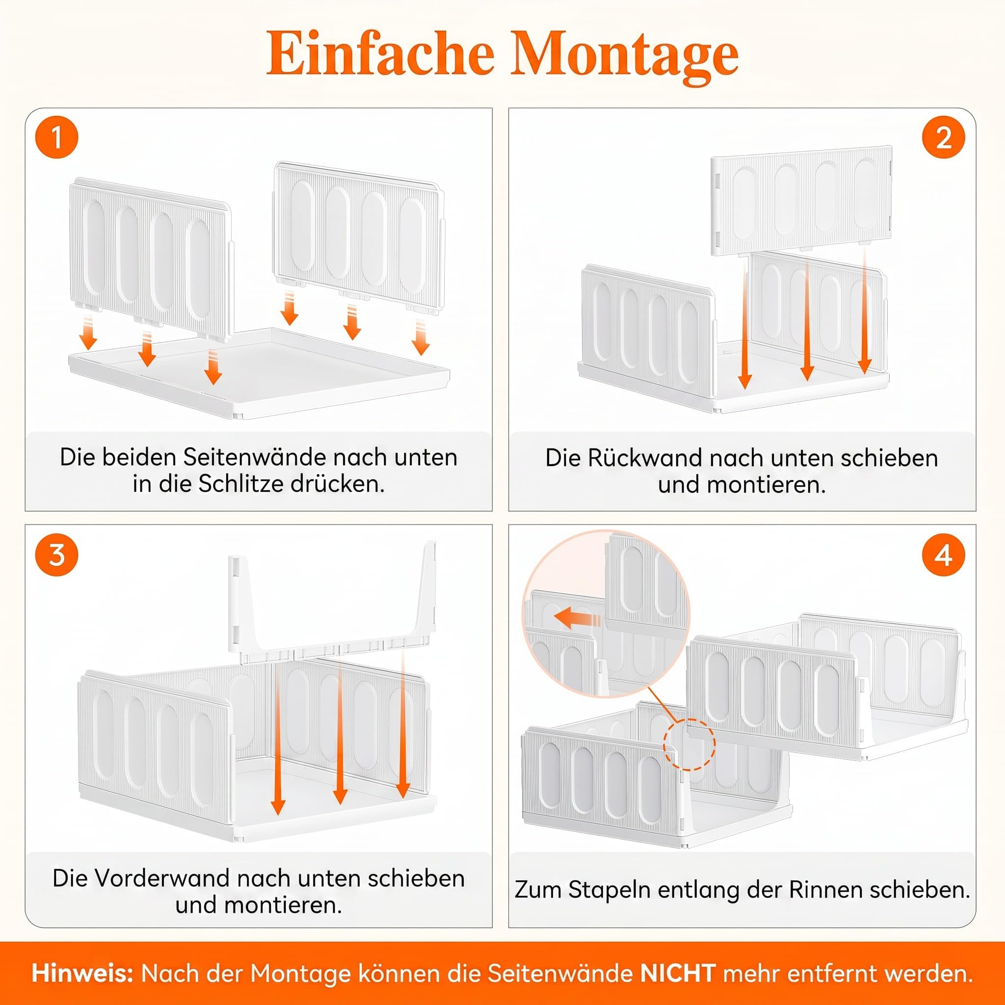 Lifewit 8er Set Stapelbare Kleiderschrank Organizer 42 cm Tief | Ausziehbar Kunststoff Ordnungssystem für Schrank & Einlegeböden, Würfelregale für T-Shirt, Küche, Wohnmobil