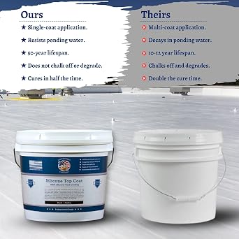 100% Silicone Roof Coating for RV & Flat Roofs, Black, 1 Gallon
