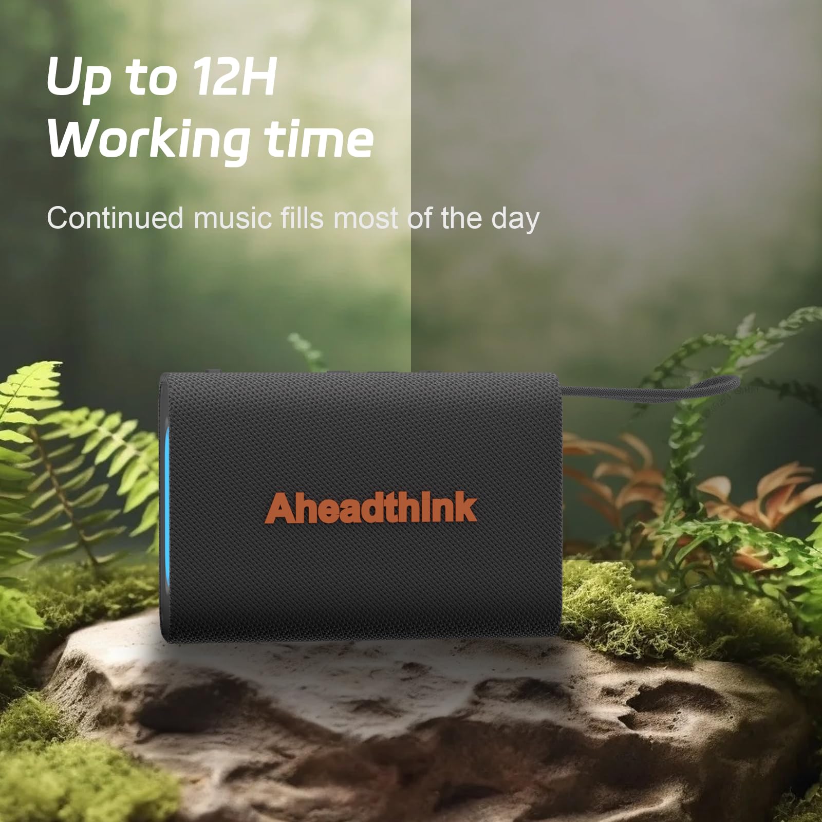 Aheadthink Bluetooth Speaker, Portable Wireless, IPX5 Waterproof, Bluetooth 5, RGB Color Lights, Loud Stereo Sound, Bass, TWS Pairing, for Party, Home, Outdoor, Traveling
