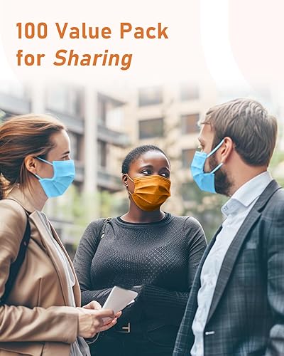 Miniatura 39 de Mascarillas desechables paquete de 100 unidades, 4 capas ASTM nivel 3 grado médico, transpirables para protección al aire libre de adultos, Sinfonía