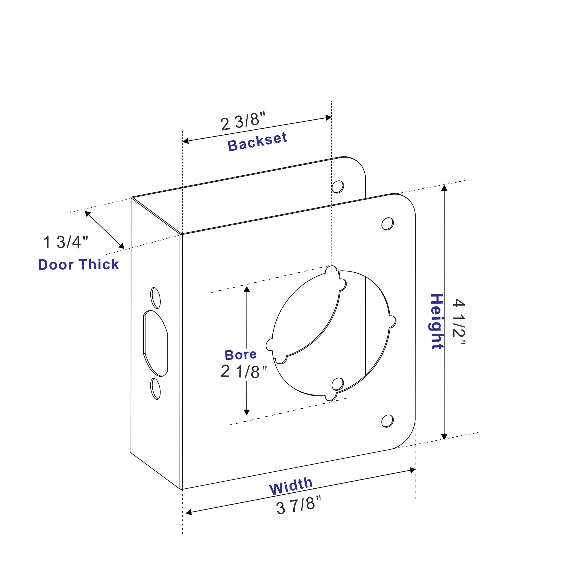 Sumbin Door Guard Reinforcer 1-3/4-Inch Thick by 2-3/8-Inch Backset 2-1/8-Inch Bore Door Guard with Stainless Steel Color