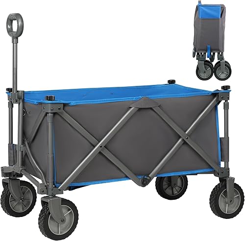 PORTAL - Carrito utilitario plegable, compacto de cuatro ruedas, para exterior, jardín, campamento, con tela extraíble