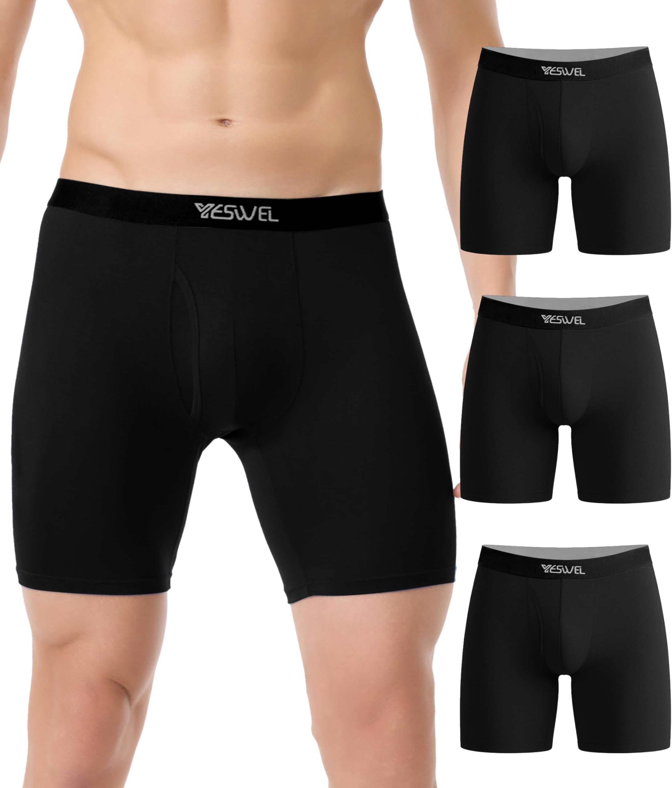 Modal Mens Boxers, Boxer Shorts Multipack of 3, Anti Chafing Underwear, Moisture Wicking Breathable Underpants, No Itchy Labels Pants Trunks (M-3XL)