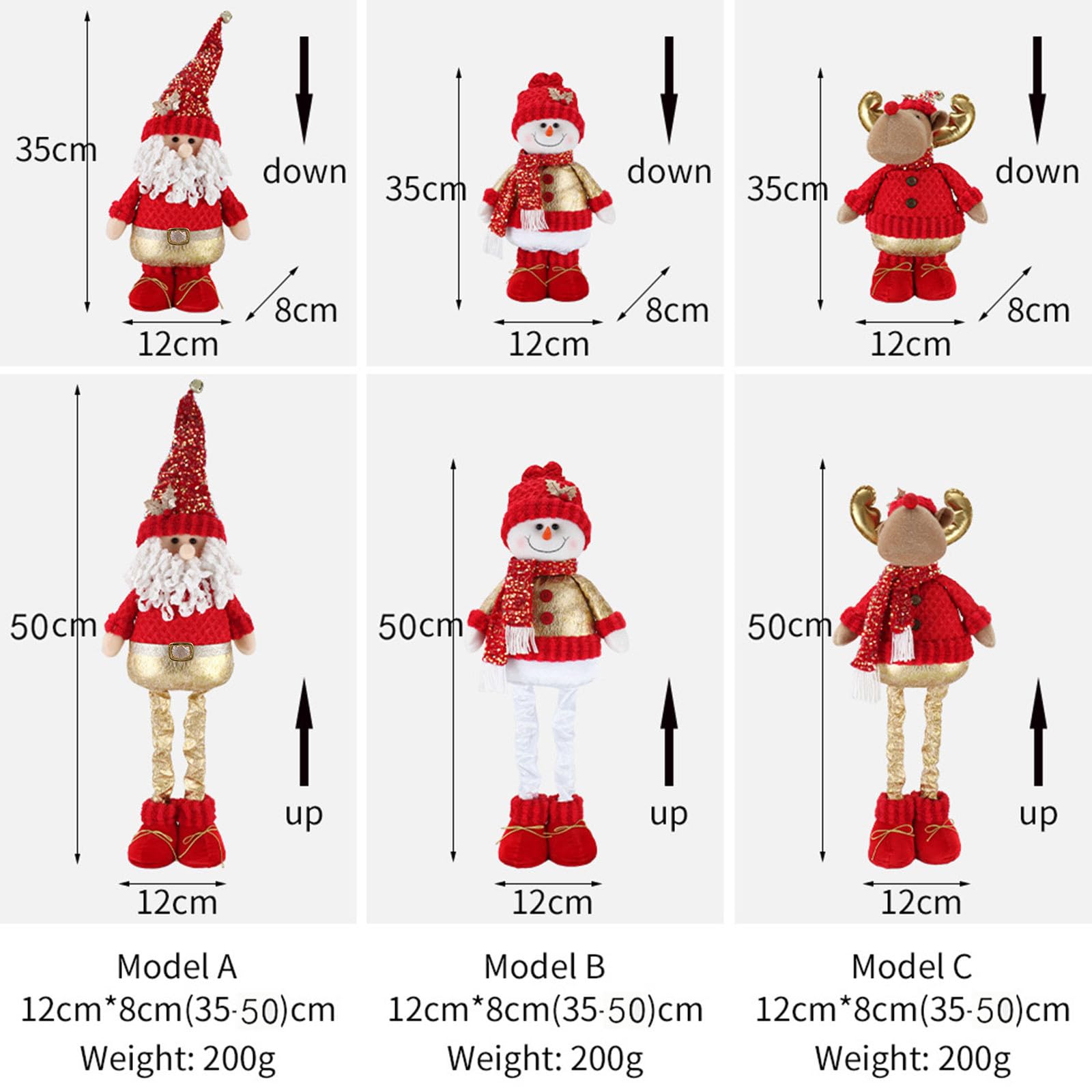 Bambole telescopiche natalizie Ornamento Babbo Natale pupazzo di neve renna figurine decorazione per la casa ristorante decorazioni per feste renne figurine decorazioni per la casa