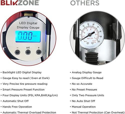 Miniatura 6 de Inflador de neumáticos con compresor de aire para automóvil con kit de reparación de neumáticos planos, bomba de aire portátil para inflables con