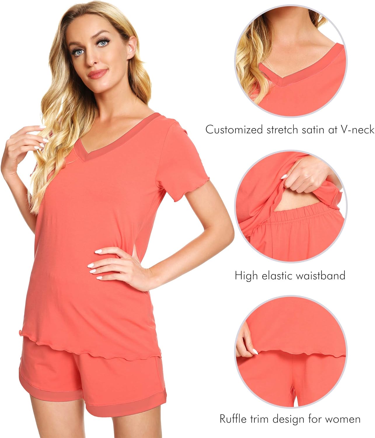 WiWi Viscose from Bamboo Pajamas Set for Women Super Soft Short Sleeve Cooling Summer Plus Size Pjs Sets Sleepwear S-4X - Image 4