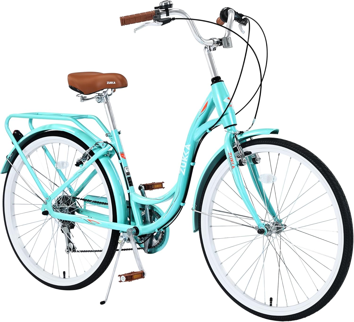 WEEROCK 24/26 Inch Adult Bike Ladies Cruiser Bicycle 7 Speeds Steel Frame Cith Bikes Commuter Cycle for Women, Men, Seniors, Multi Colors