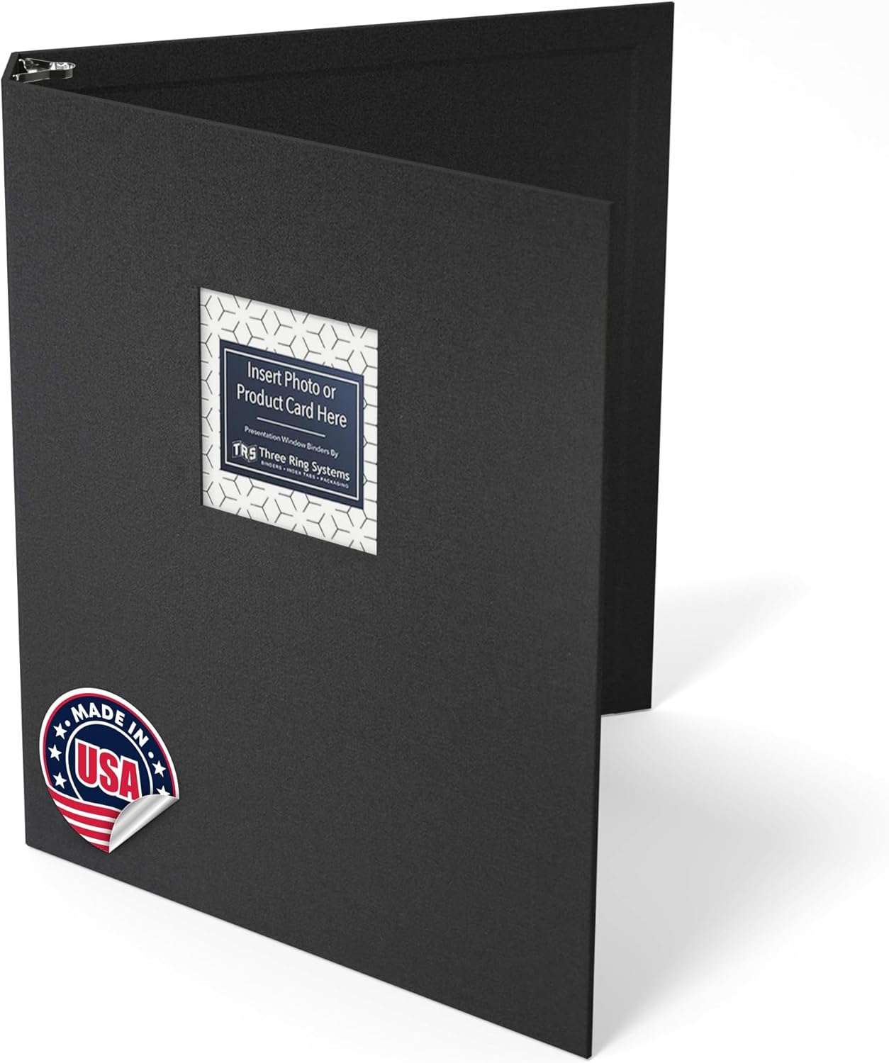 Customizable 1-Inch 3-Ring Binder with Linen Cover & Insertable Window – Ideal for Photos, Portfolios, Recipes, and Presentations – Durable, Eco-Friendly – Made in the USA (Black Linen)