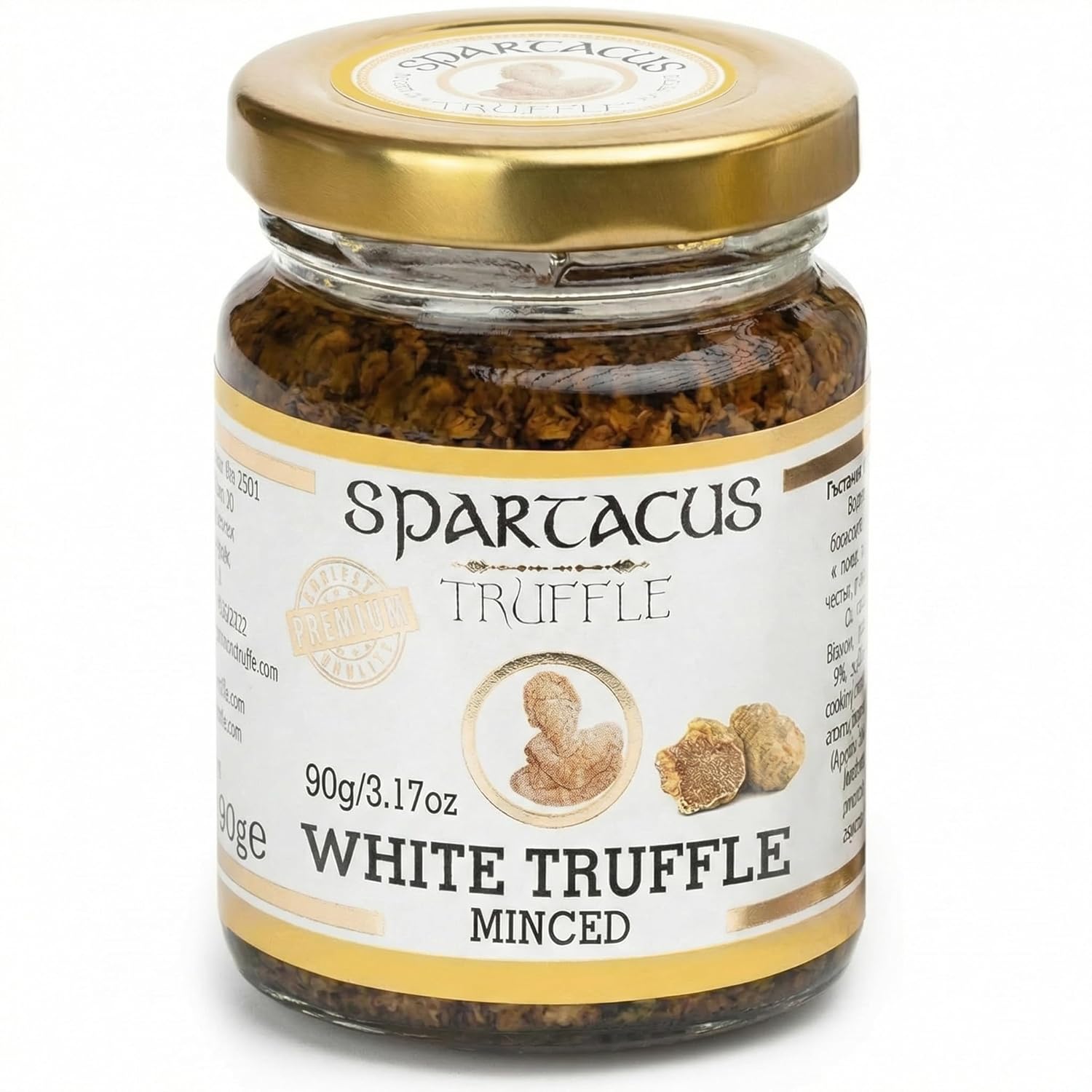 Spartacus White Truffle Chopped 90g – Real Tuber Magnatum Pico in Extra Virgin Olive Oil – Italian-Style Gourmet Seasoning – 10 Servings, No Artificial Flavoring, Glass Jar