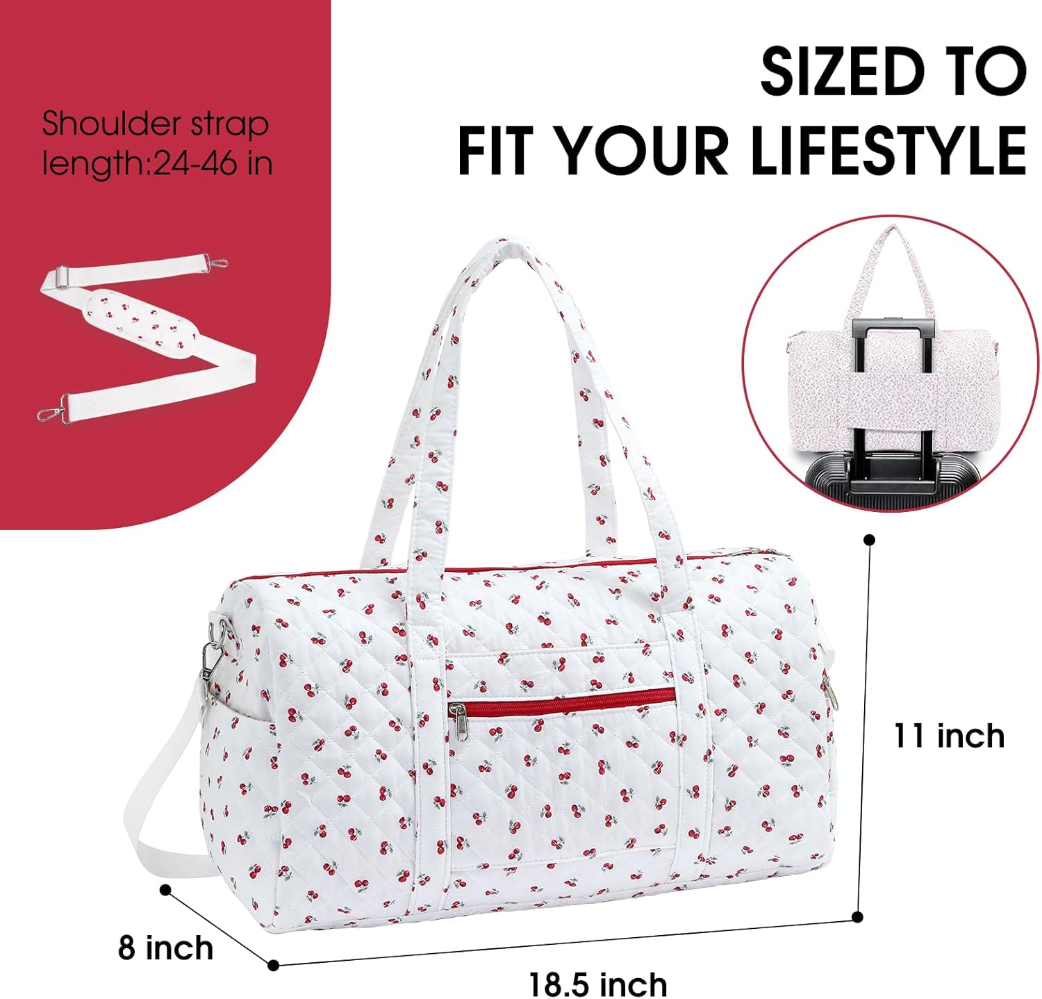 Duffle Bag, Gym Bag for Women, Quilted Duffle Bags, Travel Large Capacity Floral Weekender Bags