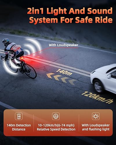 Miniatura 5 de WSDCAM Smart Bike Tail Light Alarm Bike Brake Light Auto ONOff Anti Theft Bike Alarm with Remote Waterproof Bicycle Alarm Rear Bike Light Bicycle