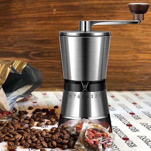 Miniatura 5 de LynsaTac Molinillo de café manual con 8 grosores ajustables, molinillo de mano Millware, fresas cónicas para granos de expreso, prensa francesa,