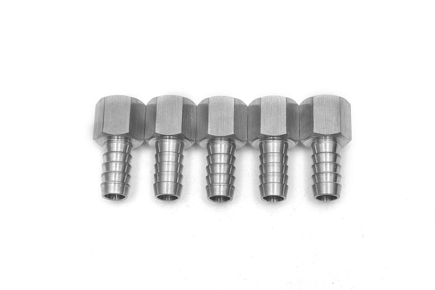 Bar Production Stainless Steel 316 Barb Fitting Coupler 3/8" Hose ID x 1/4" Female NPT Air Fuel Water (Pack of 5)