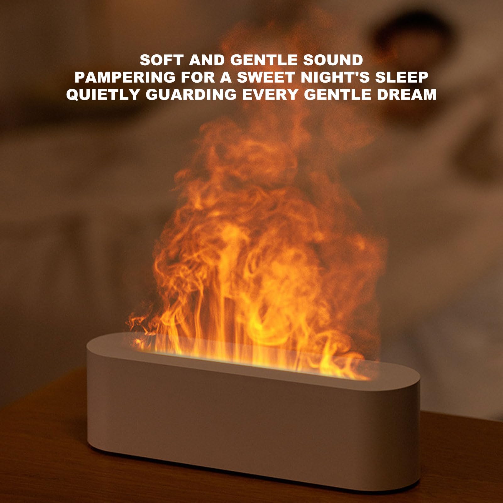 Umidificatore con diffusore d'aria a fiamma simulata Diffusore d'aria con fuoco a 7 colori per camera da letto, casa, ufficio, yoga (Nera)