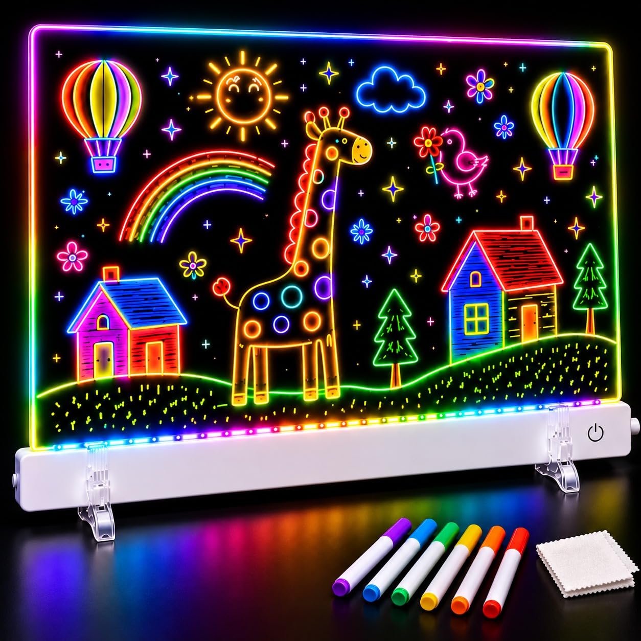 LED Drawing Board for Kids, 12-Inch Light Up Acrylic Dry Erase Board, 9 Colors &amp; 7 Modes, Creative Gift for Girls Boys Age 4-8 Yrs