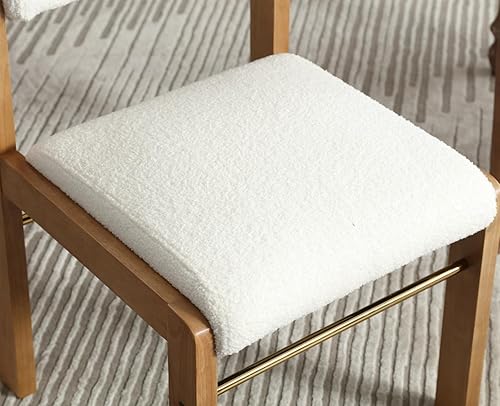 Miniatura 7 de EALSON Juego de 2 sillas de comedor modernas de mediados de siglo, sillas de cocina tapizadas de sherpa de granja con patas de madera, respaldo