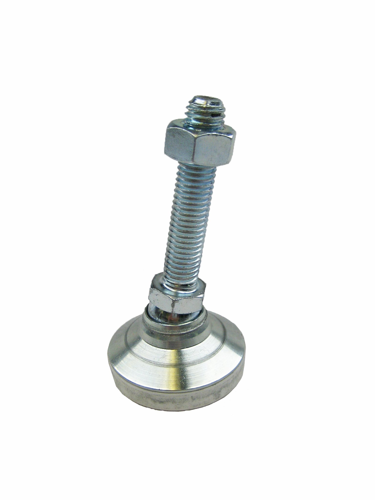 J.W. Winco 10N50M82/DN Series GN 343.2 Carbon Steel Threaded Stud Type Leveling Mount with Plastic Cap, Zinc Plated Finish, Metric Size, M10 x 1.5 Thread Size, 40mm Base Diameter, 50mm Thread Length