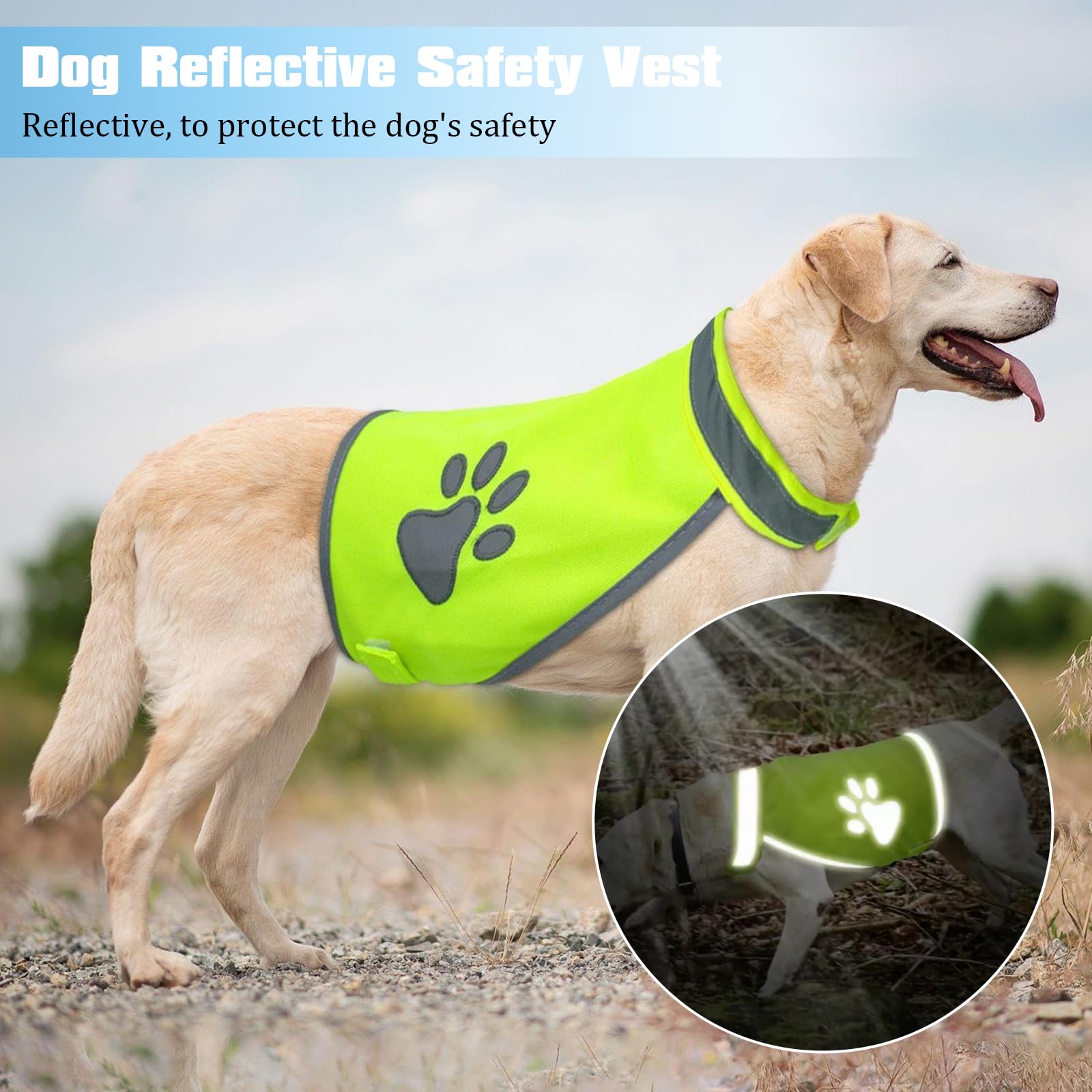 Haute Visibilité Veste Réfléchissant, Fluo Veste, Vêtements Haute Visibilité, Gilet Reflechissant Chien, Gilet Sauvetage Chien, Convient Aux Voyages de Nuit et en ExtéRieur (Taille L)