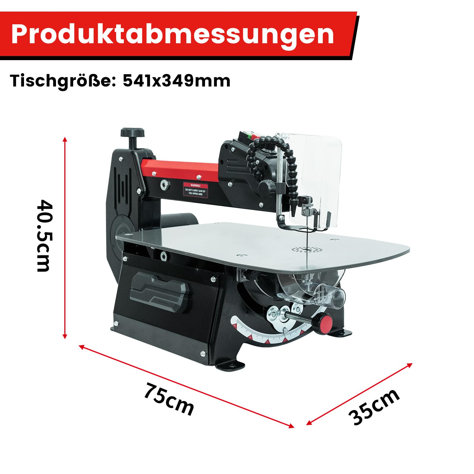 Bucktool Elektryczna piła wyrzynarka 457 mm, z regulacją prędkości obrotowej, 120 W, z obrotowym ramieniem, 127 mm i 130-133 mm bezpinowe brzeszczoty do prac przy drewnie, dla rzemieślników