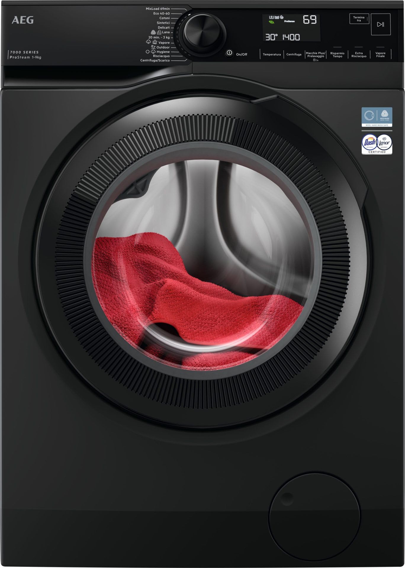 AEG Series 7000 LR7FH94DG lavatrice Caricamento frontale 9 kg 1351 Giri/min Nero