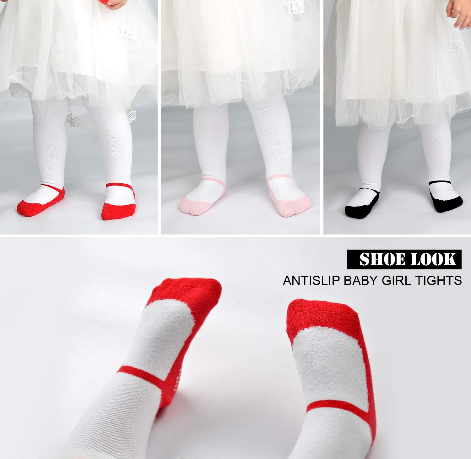 EPEIUS Baby Tights Baby Girls Non-Slip Plain/Ribbed Leggings Seamless Cotton Stockings Pantyhose Newborn Infant Toddler - Image 2