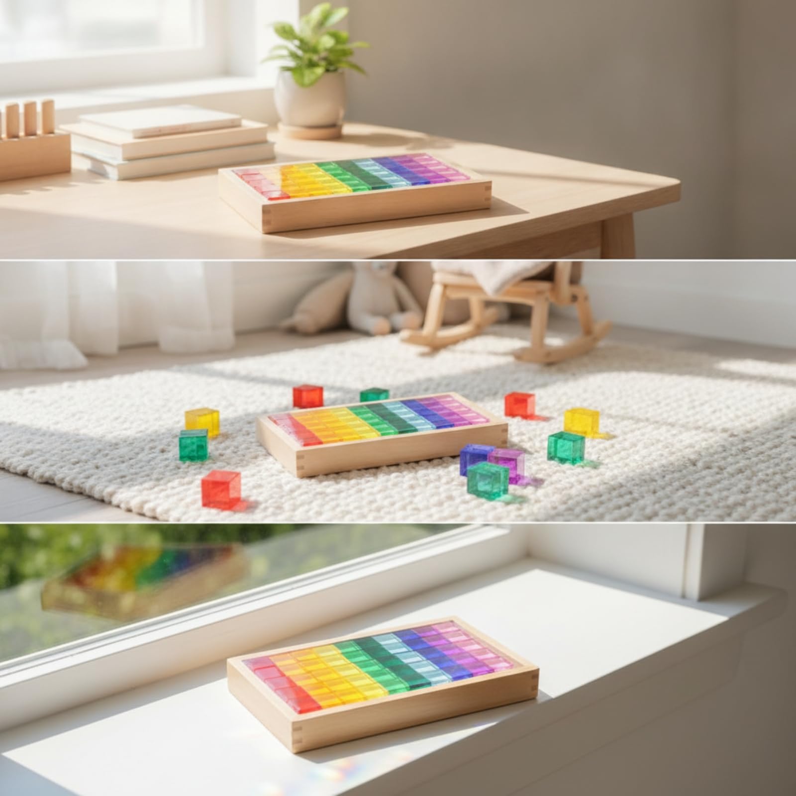50 Pezzi Mattoncini Incastro | Traslucido, Mattoncini Colorati in Acrilico, Colorato, Blocchi da Costruzione in Legno e Acrilico, per Tavolo Luminoso