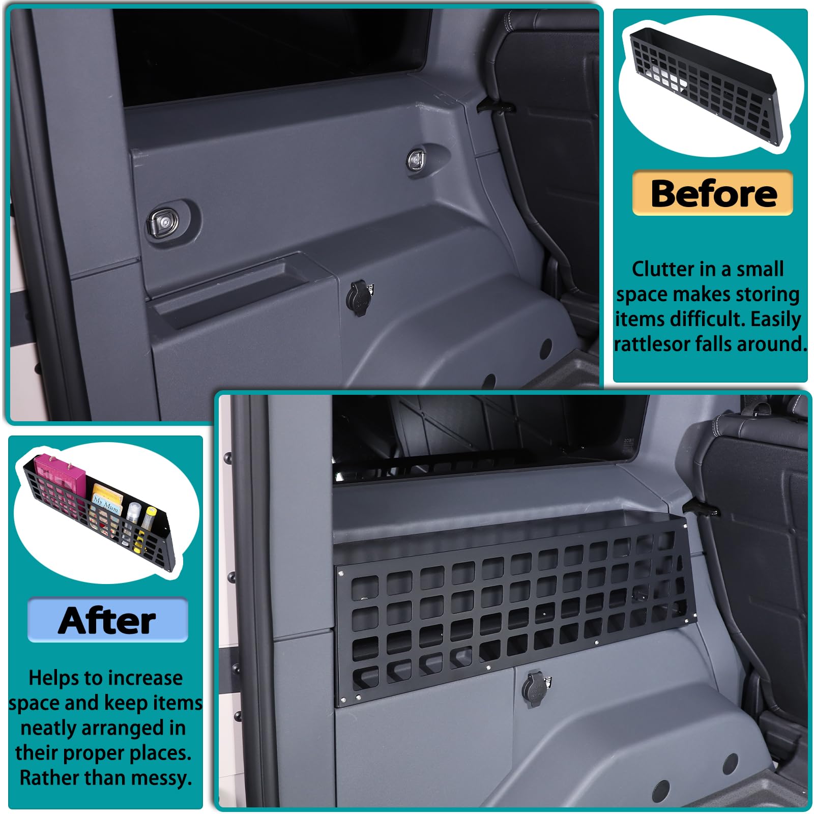 Car Trunk Storage Panel Compatible with Ineos Grenadier 2020-2026 Retrofit of The Storage Bracket on The Side of — view 3