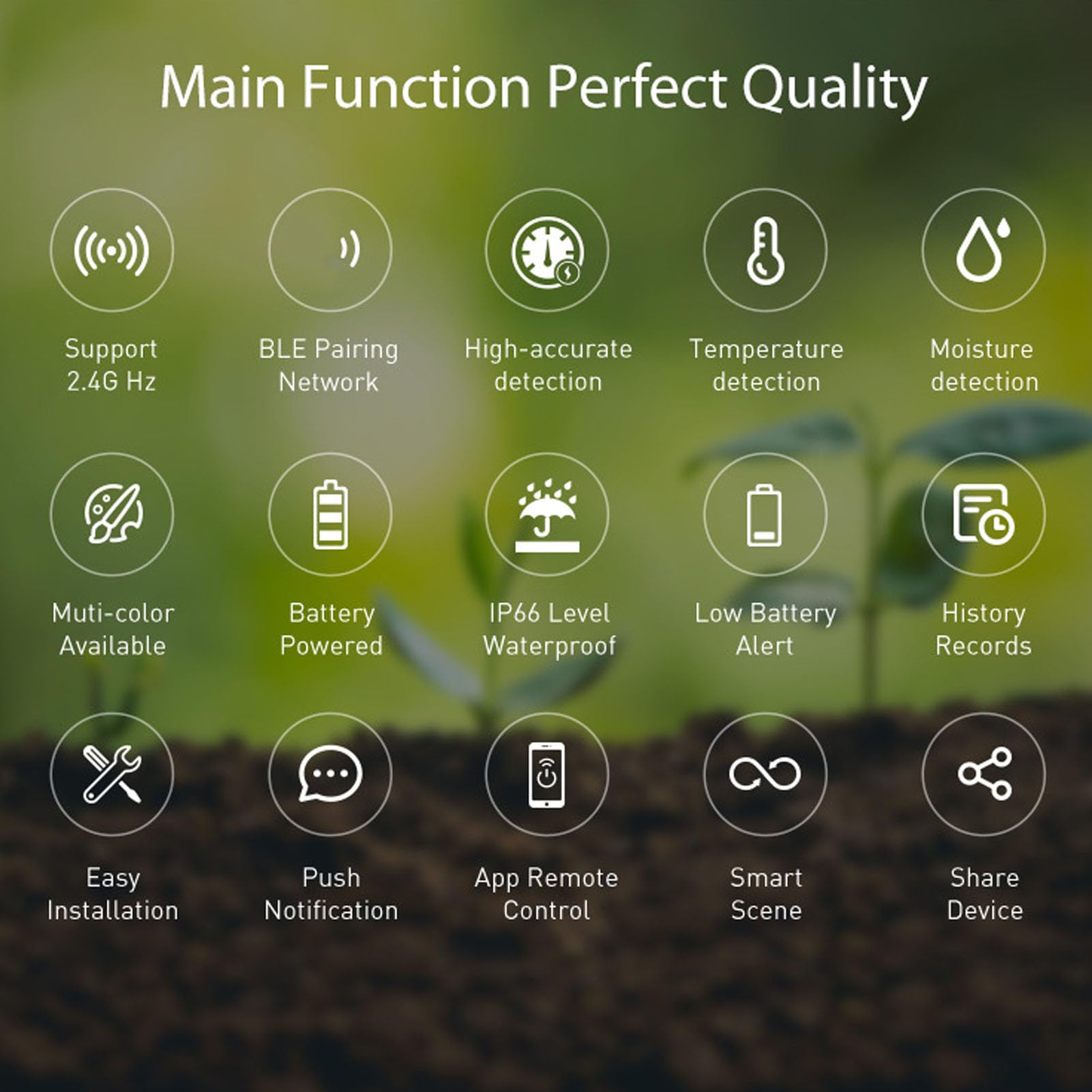Haofy Sensor de Humedad de Temperatura del Suelo WiFi, Sensor de Humedad de Temperatura de Suelo Inteligente, Sensor de Suelo Inteligente WiFi, Monitoreo en Tiempo Real para Plantas,