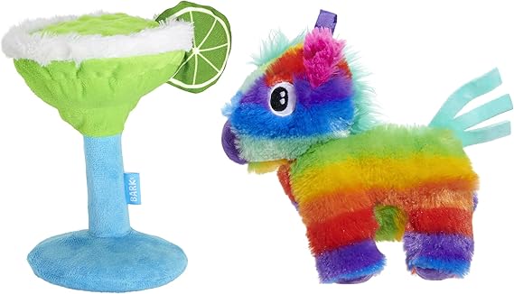 Barkbox Fiesta Party Bundle – Squeaky Dog Toys – Plush Chew Toys – Puppy and Pet Toys for Small Dogs – Full O’ Fluff Pinata & Muy Squeaky Margarita