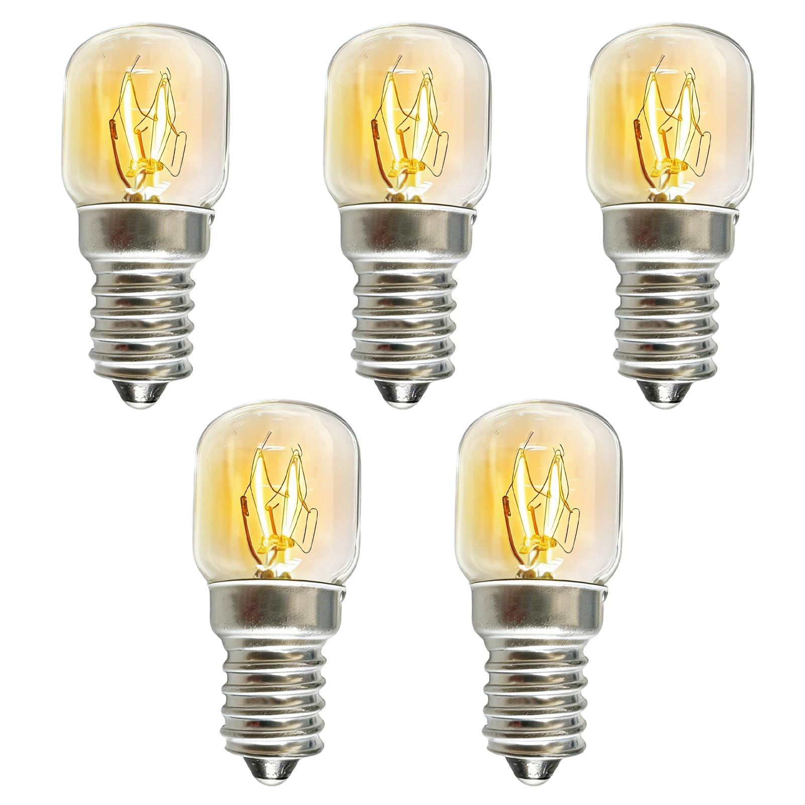 Volink 5 Pack E14 25W Oven Light Bulb Warm White 2700K, T22 Salt Lamp Bulb Small Edison Screw Pygmy Bulbs 300 Degree Heat Resistant AC 220-240V for Himalayan Salt Lamps Microwave Fridge Lava Lamp