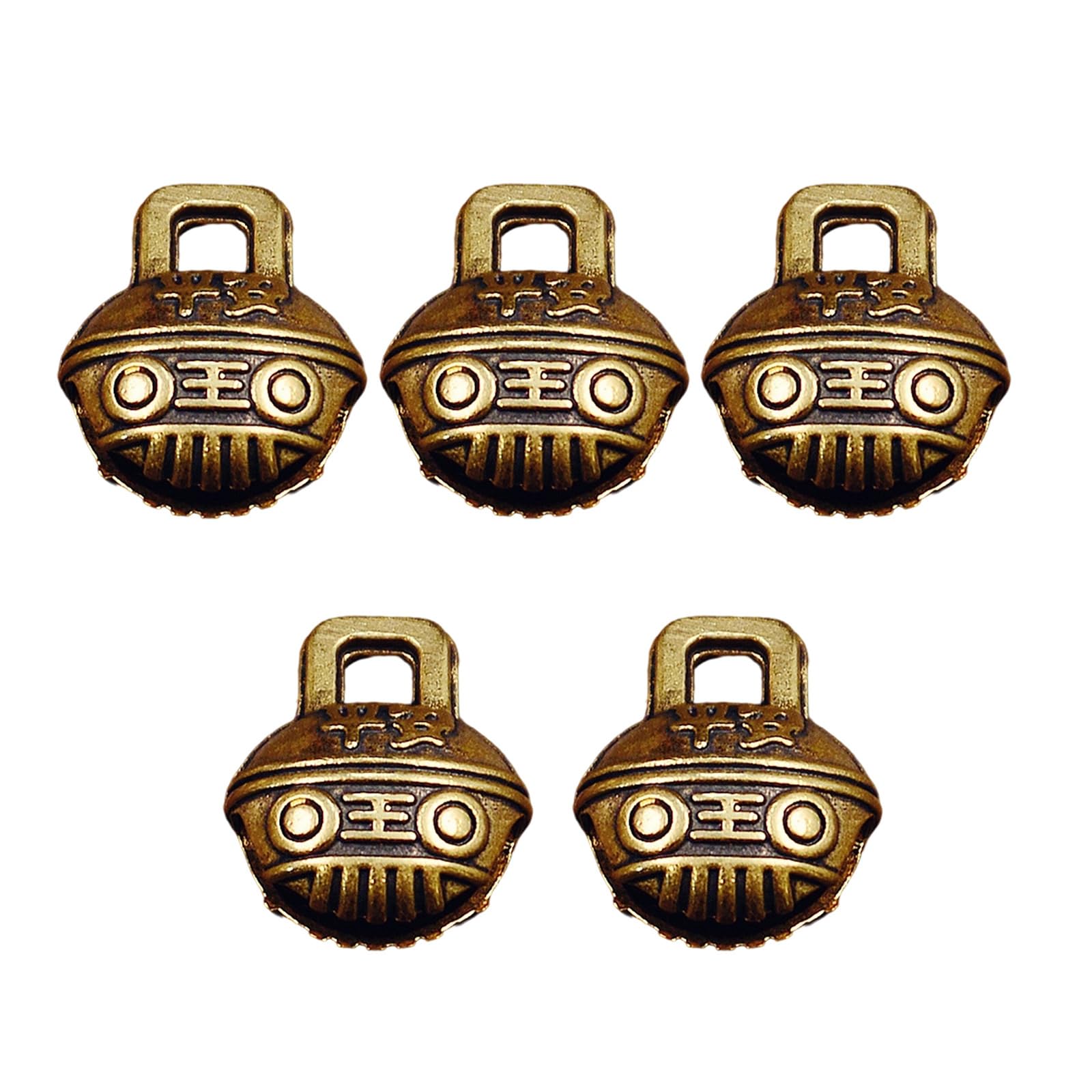 Hdoytxxm Large Customizable Copper Joyful Prosperity Bells Charm Set Vintage Jewelry Findings For Necklace Accessories Vintage Copper Chimes Charm Necklace