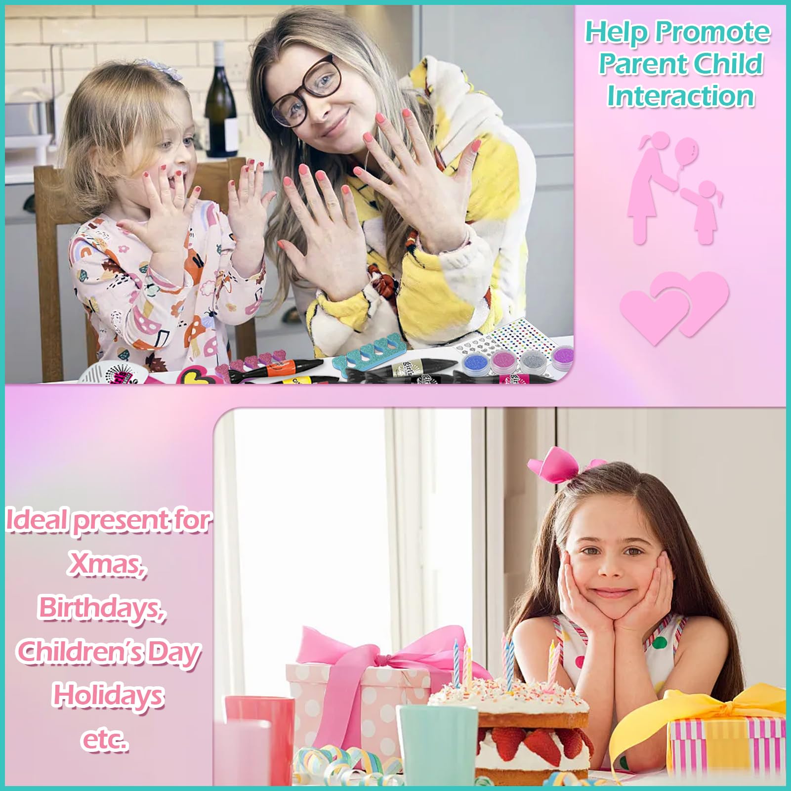 18Pcs Vernis Enfants Cadeau Fille 3 6 7 8 9 10 11 12 Ans Filles Kit Manucure Enfant Ongles Enfant Filles Jouet Fille Maquillage Kit Vernis a Ongle Jouets Cadeau pour Anniversaire Noël La Fête