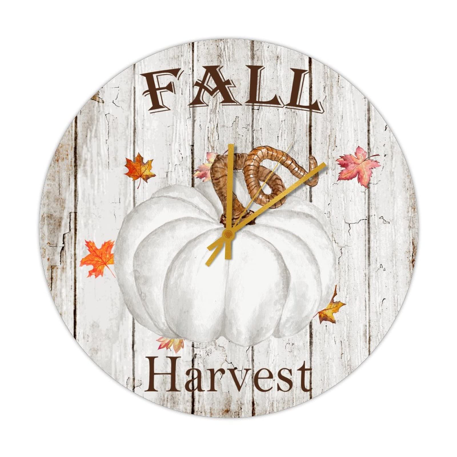 Horloge murale silencieuse sans tic-tac en bois décoratif d'automne