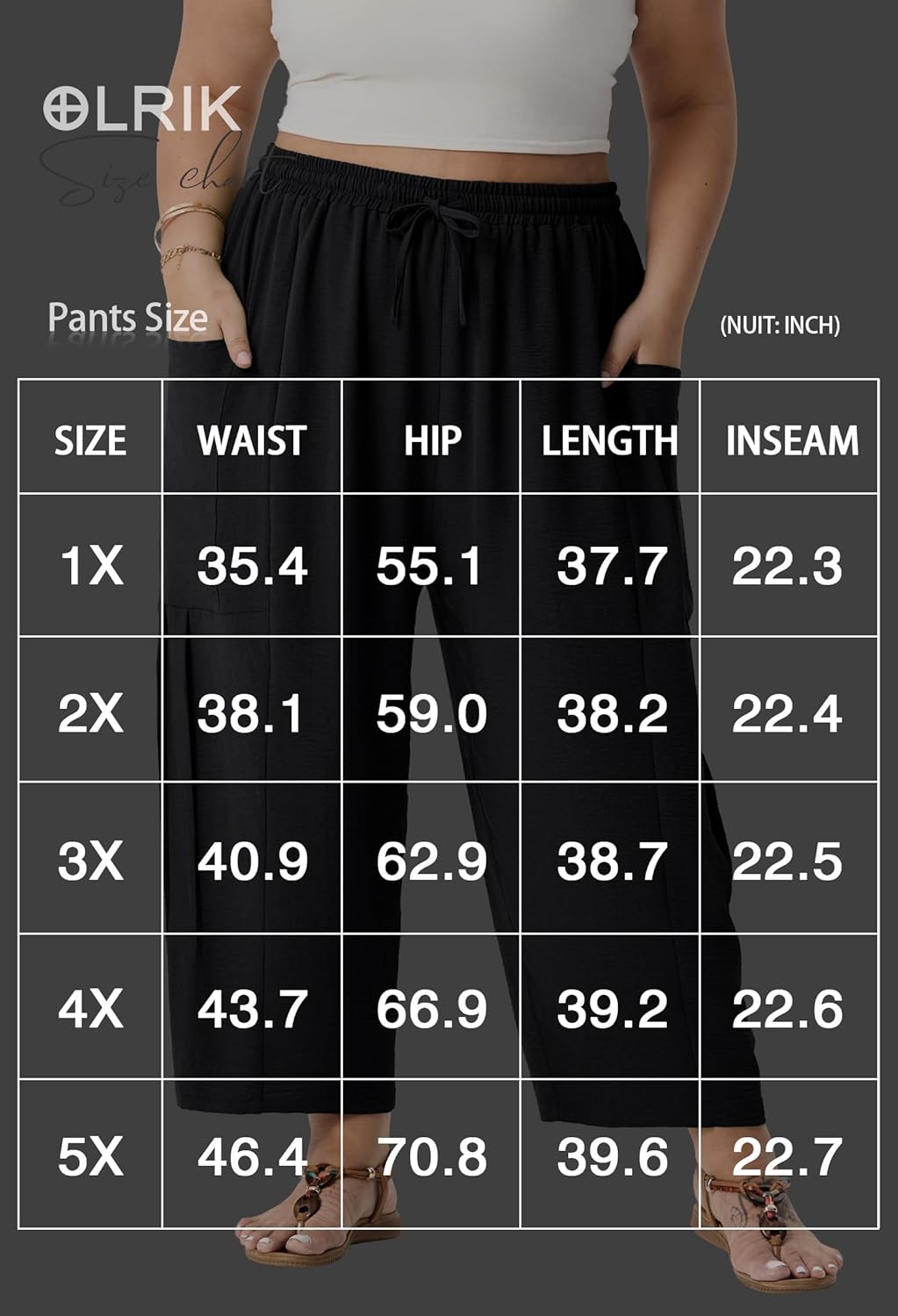 OLRIK Women's Plus Size Pants – Lightweight Cropped Wide Leg Boho Pants with Drawstring & Pockets for Casual Summer Beach - Image 6