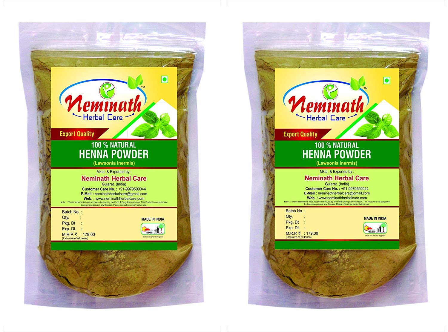 Henna Leaves (Lawsonia Inermis) Powder (Pack Of 2) Each 100 gm (3.52 OZ)
