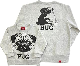 OJICO 日本製 「PUG」(パグ) 杢アイボリー パグ 犬 動物 男女兼用 キッズ レディース メンズ トレーナー 【Official】