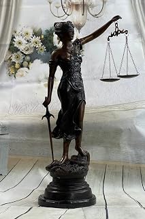 EUROPEAN BRONZE Lady Blind Justice Lawyer Law Student Legal Office Art Bronze Marble Nude Statue Home Decor Artwork Handmade