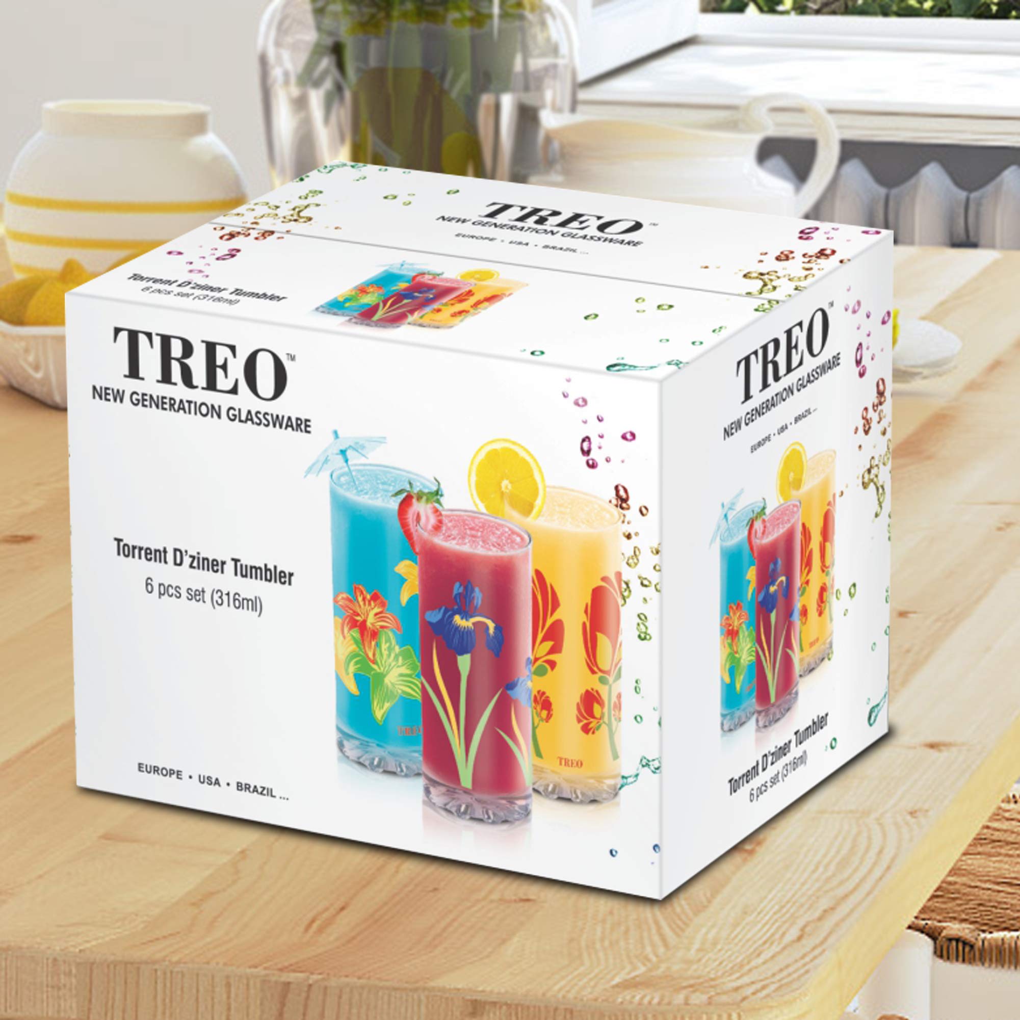 Buy Treo by Milton D Ziner Torrent Glass Set of 6, 316 ml