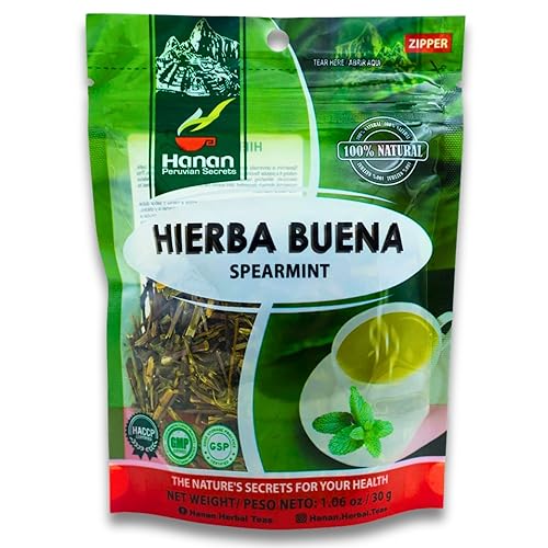 Miniatura 3 de Hanan Té de menta verde Hoja suelta (Hierba Buena) 1.1 oz (30 g) - Hojas secas de menta (Mentha Spicata) Hojas de planta de Perú