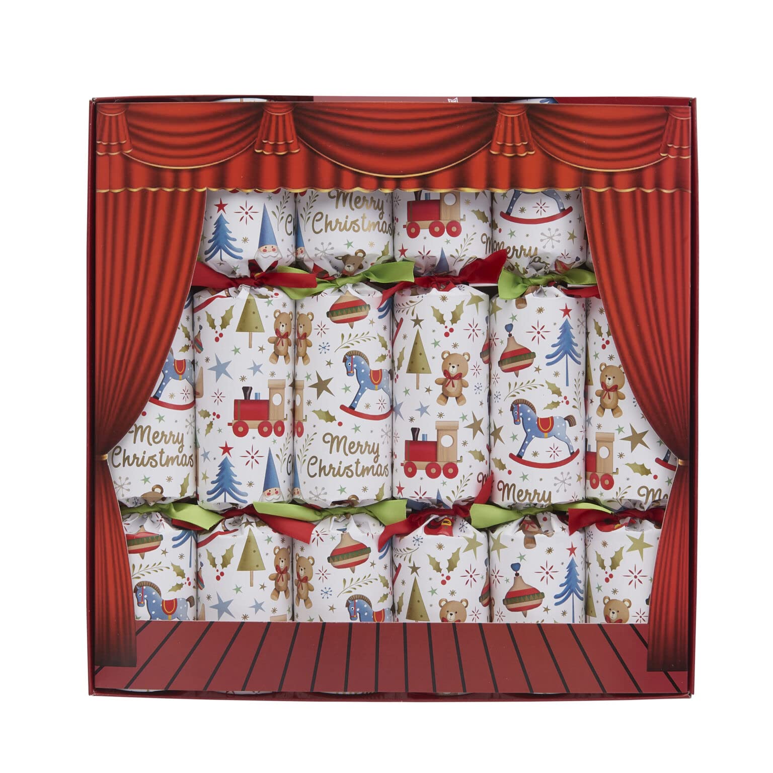 Crackers Robin Reed Set of 6 Toy Town Design Christmas