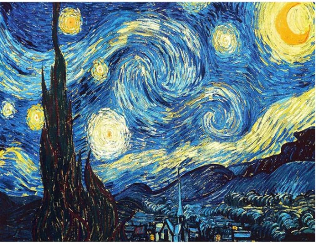 Playmate AM ANNA Playmate DIY 5D Diamond Painting Kits for Kids & Adult The Starry Night Van Gogh Round Rhinestone Embroidery Cross Stitch Arts Craft Canvas Wall Decor