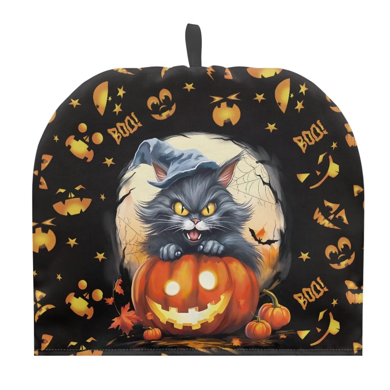 Boo Tea Cosy for Teapot Washable Tea Pot Cozy for Keeping Warm Black Cat Kettle Cover for Halloween Day Party Gifts,Dust Proof Breakfast Tea Pot Cover