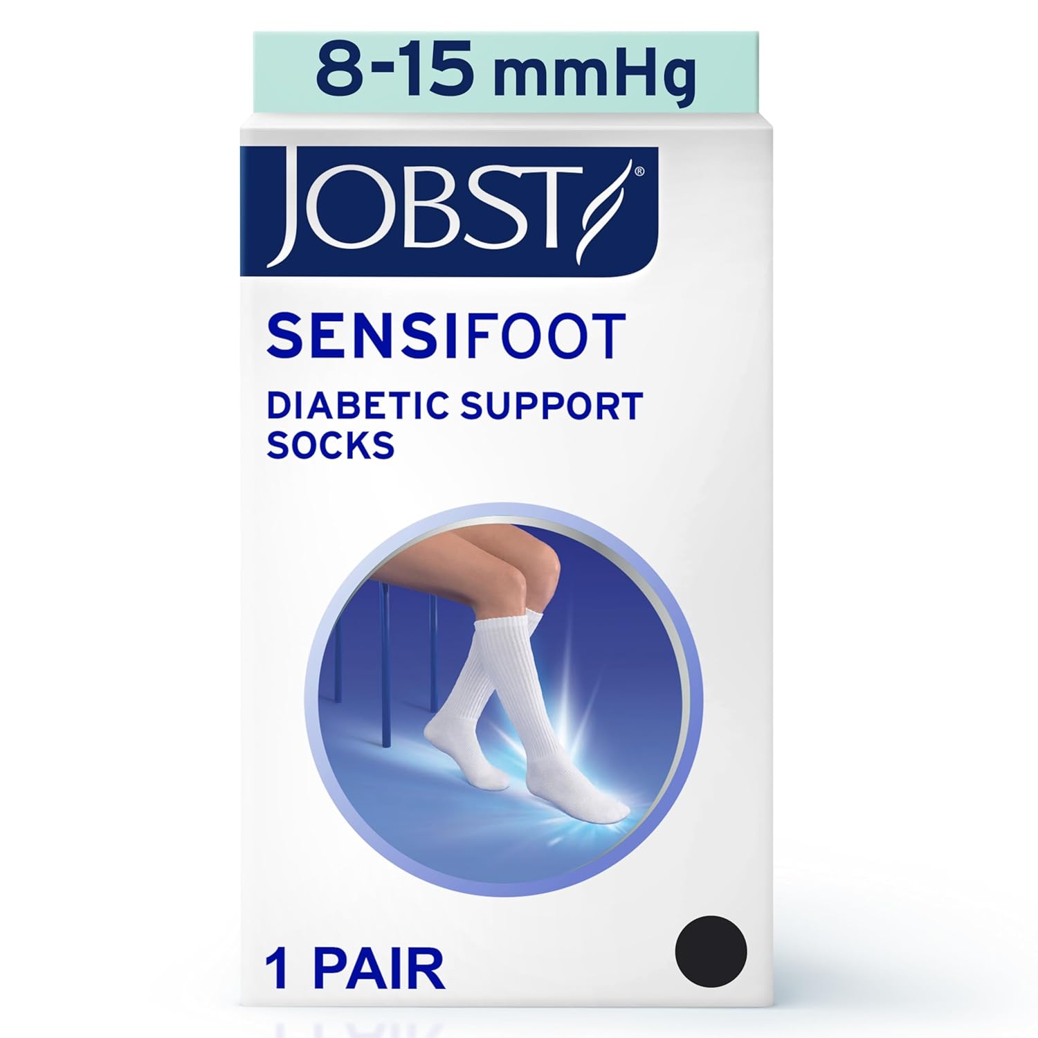 JOBST SensiFoot Diabetic Compression Socks for Men and Women 8-15 mmHg with Seamless Toe and Moisture Management - Extra Padding in Toe, Foot, and Heel Area - Knee High - Closed Toe - Black, X-Large - Image 2