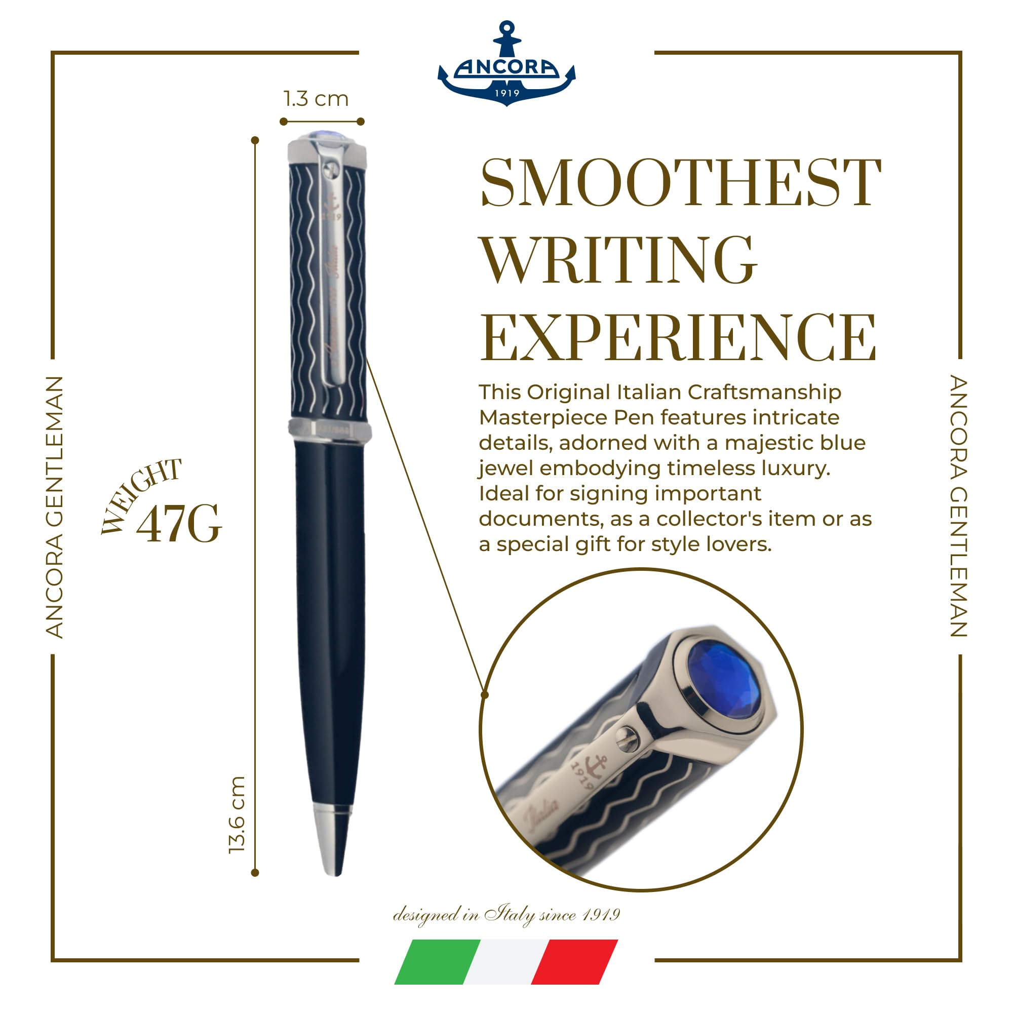 Ancora1919 Gentleman I Original Italian Luxury Ballpoint Pen I Handcrafted Luxury Writing Instrument I Smooth Writing Experience I — view 3