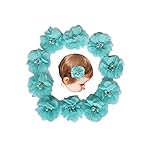 Baby Girls Chiffon Flower Hair Clips with Rhinestones and Pearl,YYCRAFT 10 pcs Party Wedding 2 Hair Accessory for Kids Toddler Infant Girls(Mint)