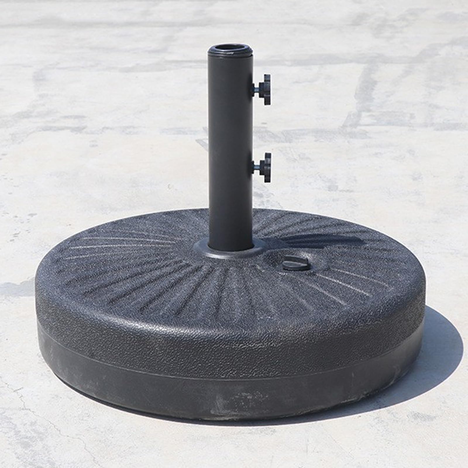 Sombrilla de paja natural para patio con base, 2,2 m, manivela de mano, para jardín, piscina, playa, café