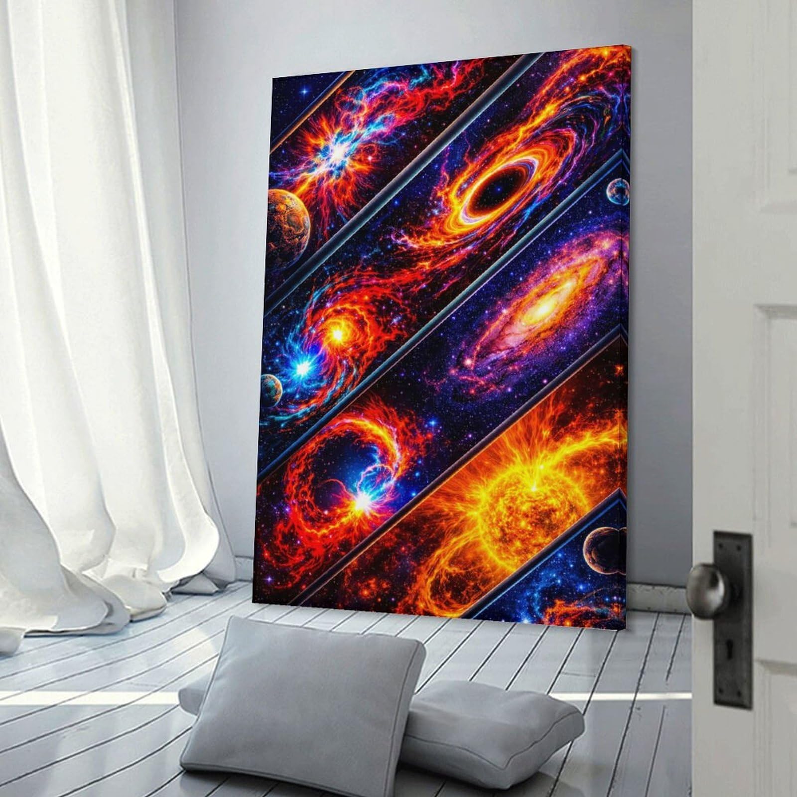 Junmoney Room Decor Wall Art Cosmic Nebula And Galaxies, 24x36inch(60x90cm), for Entrance Spaces, Stair Walls Or Halls, Home Artwork for First Impressions